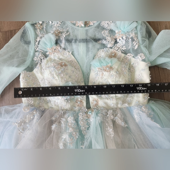 Mint Green Costumes Toast ball gown Banquet wedding Bridal fairy dress gown - Picture 12 of 12